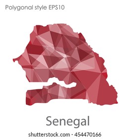 Senegal map in geometric polygonal style.Abstract gems triangle,modern design background.Vector Illustration EPS10.