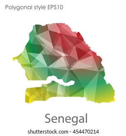 Senegal map in geometric polygonal style.Abstract gems triangle,modern design background.Vector Illustration EPS10.