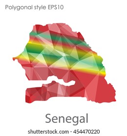 Senegal map in geometric polygonal style.Abstract gems triangle,modern design background.Vector Illustration EPS10.
