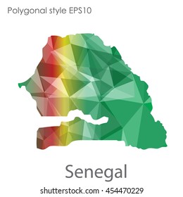 Senegal map in geometric polygonal style.Abstract gems triangle,modern design background.Vector Illustration EPS10.