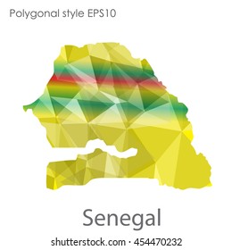 Senegal map in geometric polygonal style.Abstract gems triangle,modern design background.Vector Illustration EPS10.