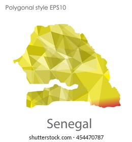 Senegal map in geometric polygonal style.Abstract gems triangle,modern design background.Vector Illustration EPS10.