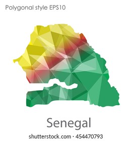 Senegal map in geometric polygonal style.Abstract gems triangle,modern design background.Vector Illustration EPS10.