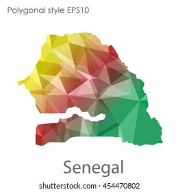 Senegal map in geometric polygonal style.Abstract gems triangle,modern design background.Vector Illustration EPS10.