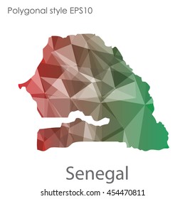 Senegal map in geometric polygonal style.Abstract gems triangle,modern design background.Vector Illustration EPS10.