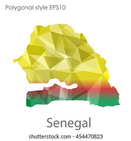 Senegal map in geometric polygonal style.Abstract gems triangle,modern design background.Vector Illustration EPS10.