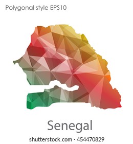 Senegal map in geometric polygonal style.Abstract gems triangle,modern design background.Vector Illustration EPS10.
