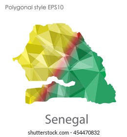 Senegal map in geometric polygonal style.Abstract gems triangle,modern design background.Vector Illustration EPS10.