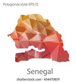 Senegal map in geometric polygonal style.Abstract gems triangle,modern design background.Vector Illustration EPS10.