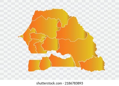 Senegal Map Gold Dust Color on White Background png