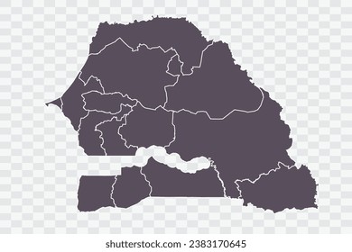 Senegal Map Graphite Color on White Background quality files Png