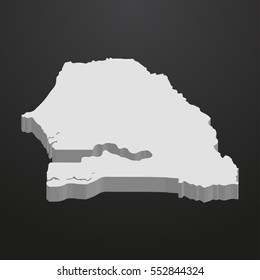 Senegal map in gray on a black background 3d