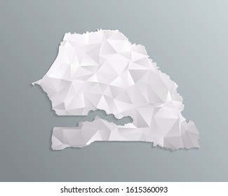Senegal map gray in polygonal style on dark background. isolated vector illustration eps 10.