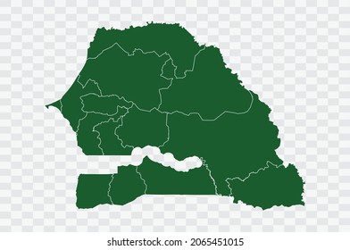 Senegal Map Green Color on Png Background