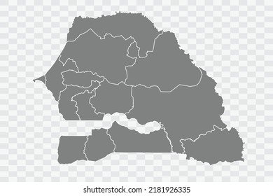Senegal Map grey Color on White Background quality files Png