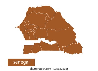 senegal map High Detailed on white background. Abstract design vector illustration eps 10. Orange color.