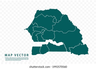 Mapa de Senegal detallado en fondo blanco. Resumen de la ilustración vectorial de diseño eps 10