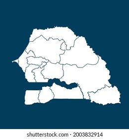 Mapa de Senegal Detallado sobre fondo verde. color blanco. Resumen de la ilustración vectorial de diseño eps 10