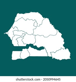 Senegal map High Detailed. white color. on green background. Abstract design vector illustration eps 10