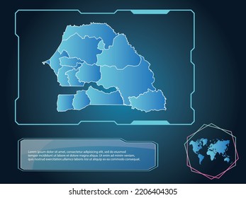 Senegal Map infographic technology blue Color element collection background