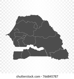 Senegal map isolated on transparent background