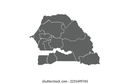 Mapa de Senegal aislado en el fondo blanco. Para el diseño anual del sitio web del informe de infografía.