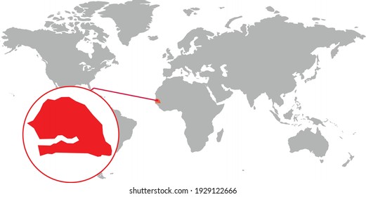 
Mapa de Senegal. Mapa mundial aislado. Aislado sobre fondo blanco. Ilustración vectorial.