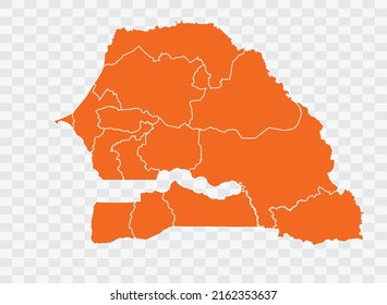 Senegal map orange Color on White Backgound  illustration eps 10