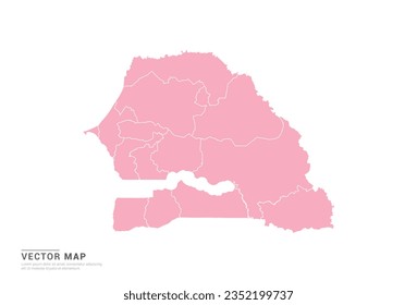 Mapa de Senegal - Estilo abstracto rosado aislado en fondo blanco para infografía, vector de diseño.