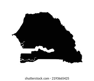 Senegal Map. Senegalese Country Map. Black and White National Nation Geography Outline Border Boundary Territory Shape Vector Illustration EPS Clipart