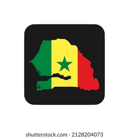 Senegal map silhouette with flag on black background