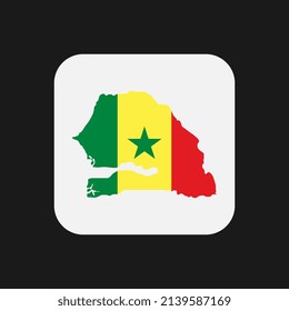 Senegal-Karte Silhouette mit Flagge auf weißem Hintergrund