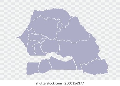 Senegal Map silver Color on White Background quality files Png