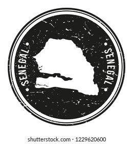 Senegal Map Symbol Round Design Stamp Travel and Business.