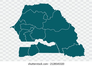 senegal Map Teal Green Color on Backgound png