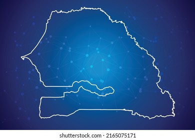 Senegal Map Technology  with network connection background