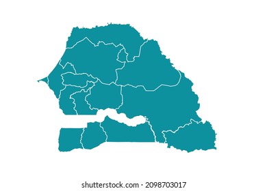 Senegal map vector, Abstract design vector illustration Eps 10. sea color palette color.High Detailed on white background.