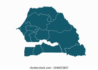 Senegal map vector. blue color on white background.