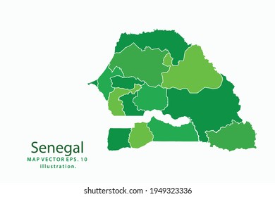 Senegal-Karte. Vektor eps10. grüne Farbe. auf weißem Hintergrund.