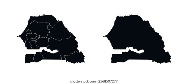 Senegal Map vector icon. Map of Senegal Black Silhouette.