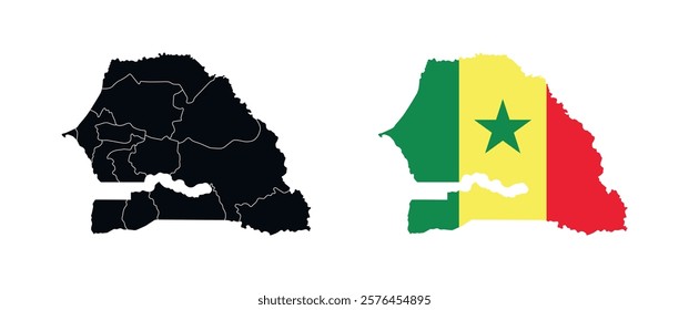Senegal Map vector icon. Map of Senegal in Flag colors.