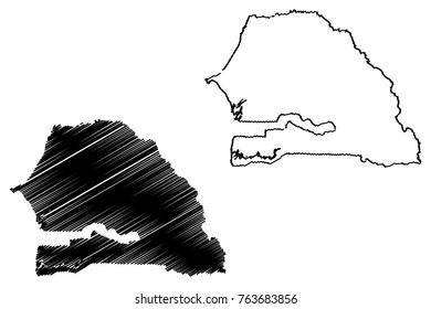 Senegal map vector illustration, scribble sketch Republic of Senegal