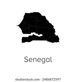 Senegal Map Vector Illustration - Silhouette, Outline, Senegal Travel and Tourism Map