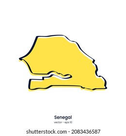 Senegal map vector illustration template design. Outline style.