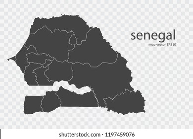 senegal map vector, isolated on transparent background