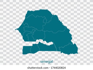 senegal map vector, isolated teal color on transparent background