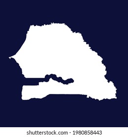 Senegal map vector. white color on blue background.