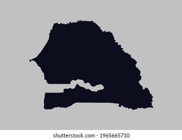 Senegal map vector,Not isolated blue color on gray background
