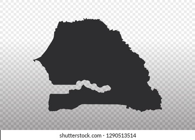 Senegal Map - World Map International vector template isolated on transparent background - Vector illustration eps 10