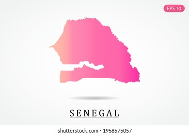 Senegal Map - World Map International vector template with Pink gradient color isolated on white background - Vector illustration eps 10